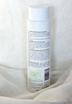 Skincare bottle back label with ingredients text (white background)